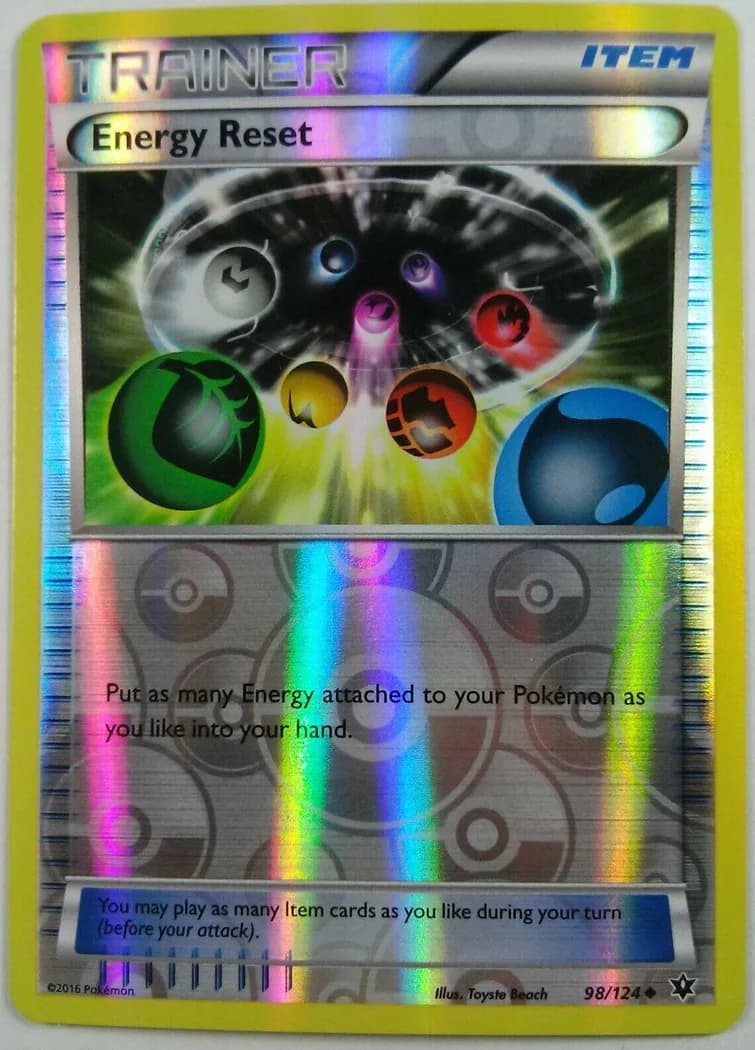 Energy Reset reverse holo card front, Fates Collide 98/124