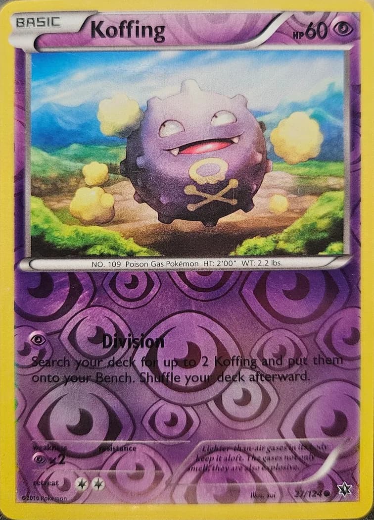 Koffing reverse holo card front, Fates Collide 27/124