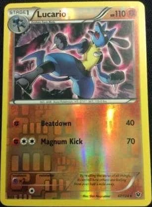 Lucario reverse holo card front, Fates Collide 47/124