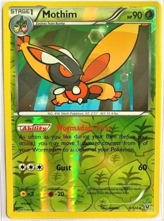 Mothim reverse holo card front, Fates Collide 4/124