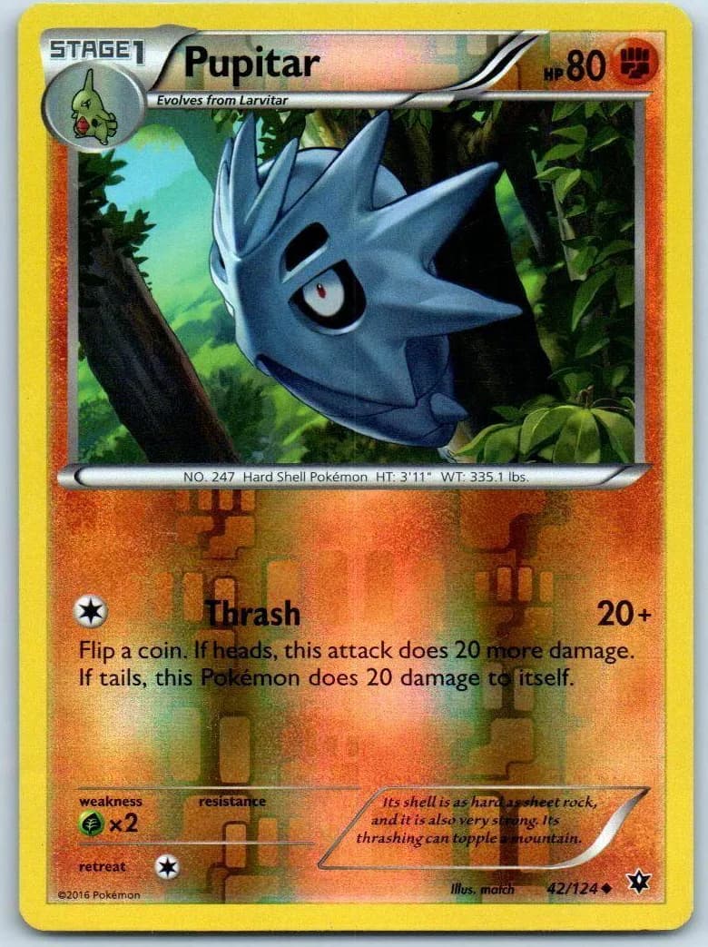Pupitar reverse holo card front, Fates Collide 42/124