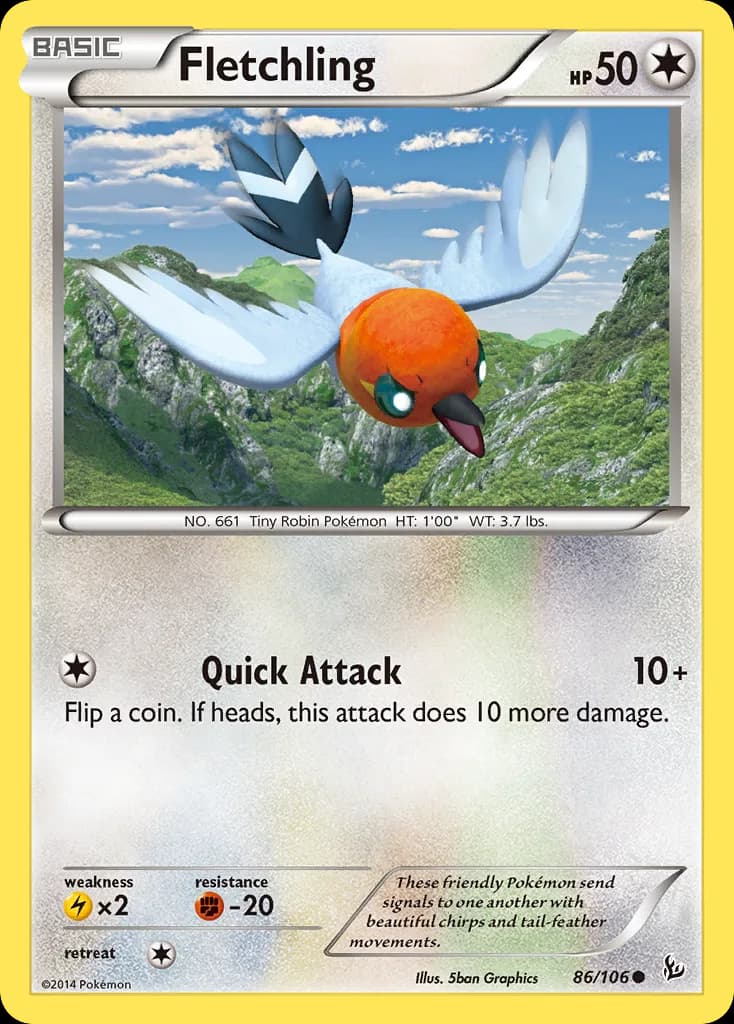 Flashfire Fletchling card front, 86/106