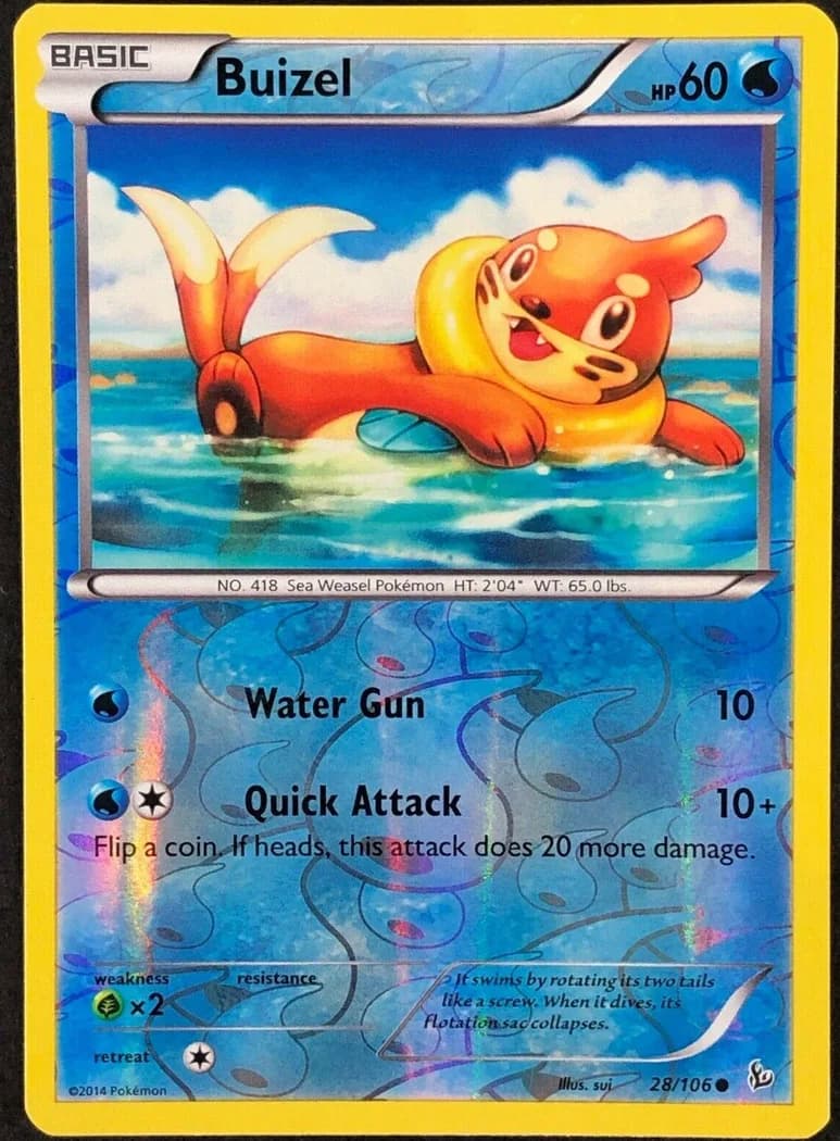 Buizel reverse holo card front, Flashfire 28/106