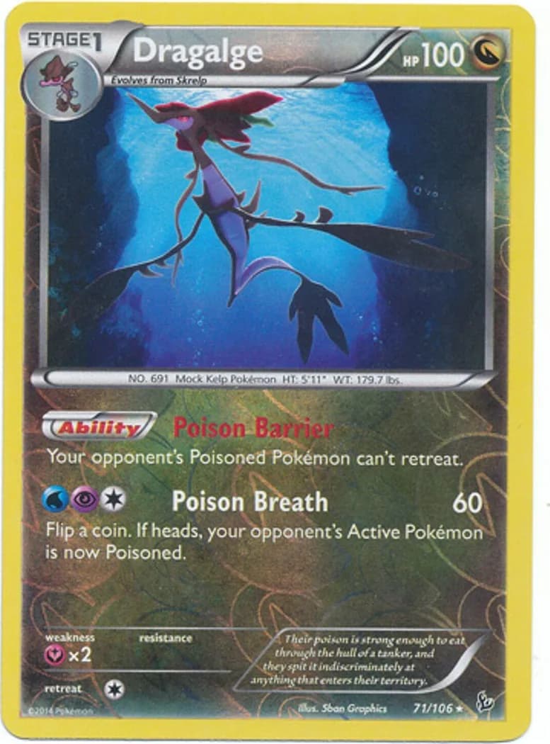 Dragalge reverse holo card front, Flashfire 71/106