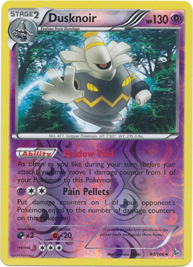 Dusknoir reverse holo card front, Flashfire 40/106