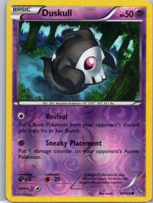 Duskull reverse holo card front, Flashfire 38/106