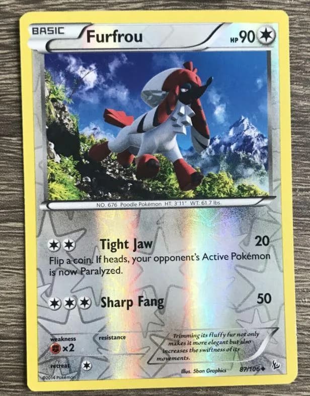 Furfrou reverse holo card front, Flashfire 87/106