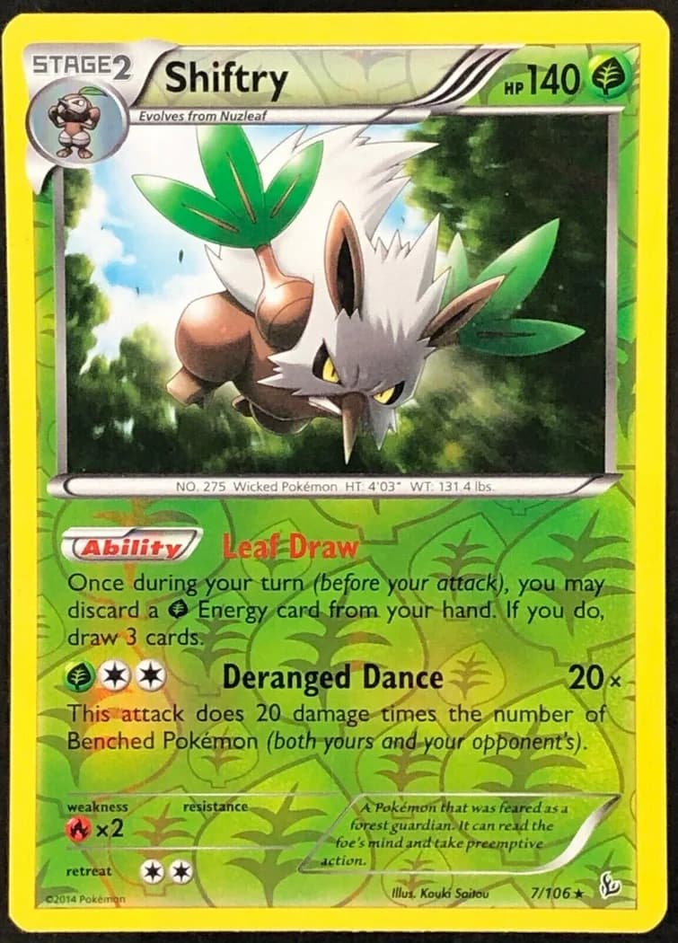 Shiftry reverse holo card front, Flashfire 7/106
