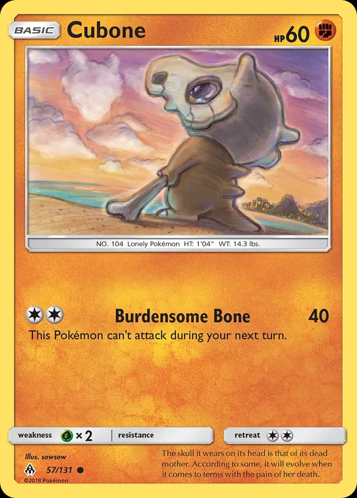 Forbidden Light Cubone card front, 57/131