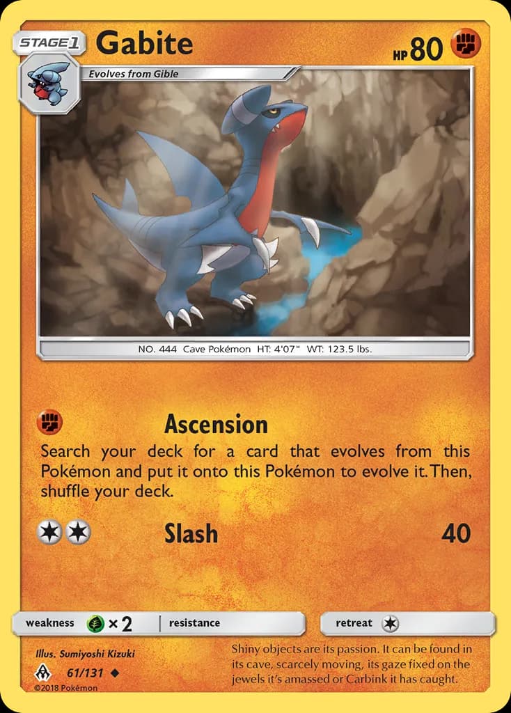 Forbidden Light Gabite card front, 61/131