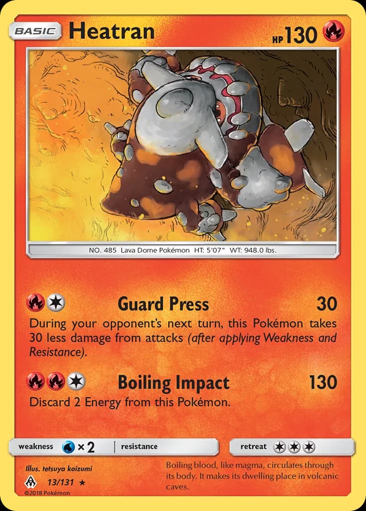 Heatran, Forbidden Light 13/131, English non-holo base-card reference; reverse-holo finish is not shown