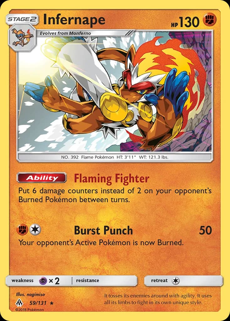 Infernape card front, Forbidden Light 59/131