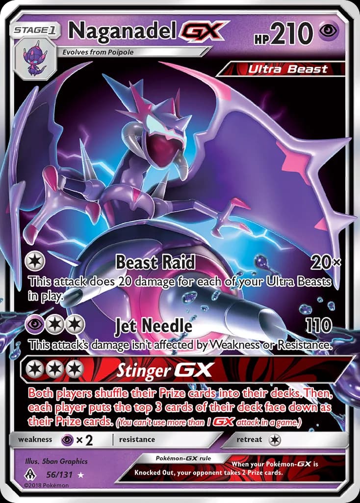 Forbidden Light Naganadel-GX card front, 56/131