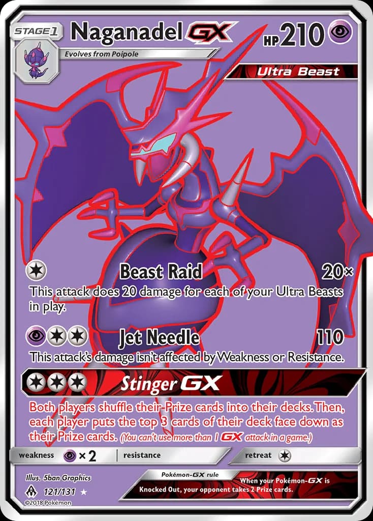 Forbidden Light Naganadel-GX card front, 121/131