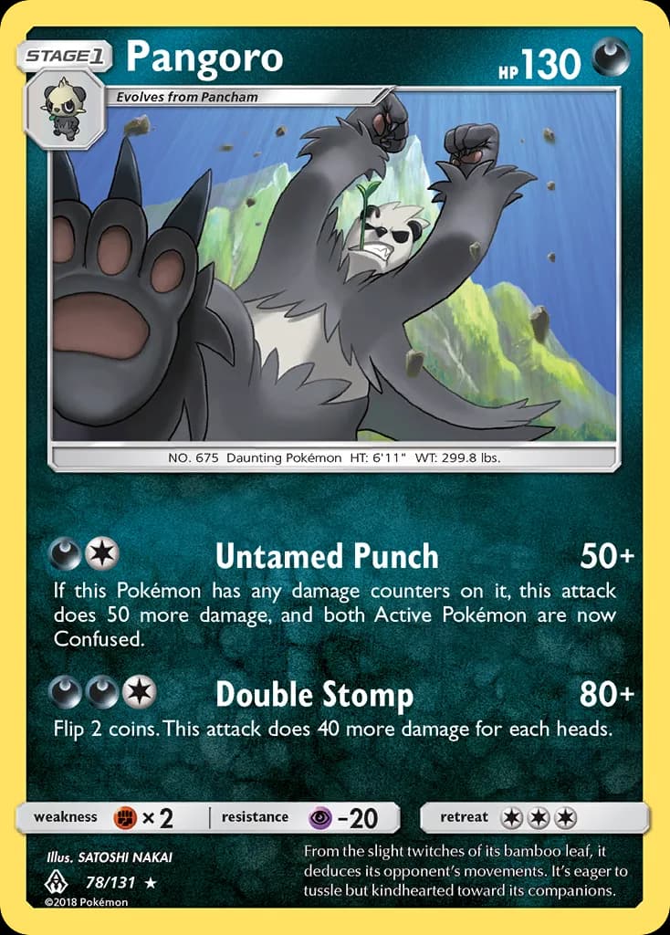 Forbidden Light Pangoro card front, 78/131