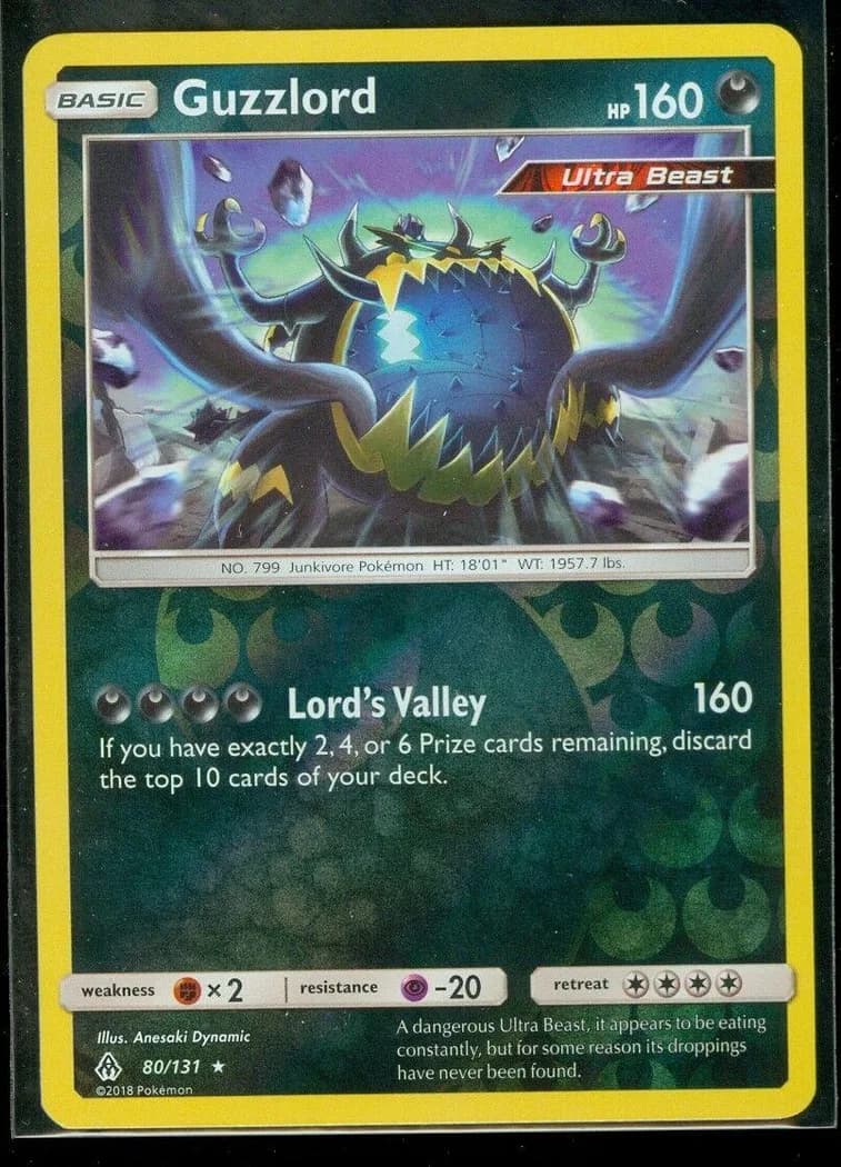 Guzzlord reverse holo card front, Forbidden Light 80/131