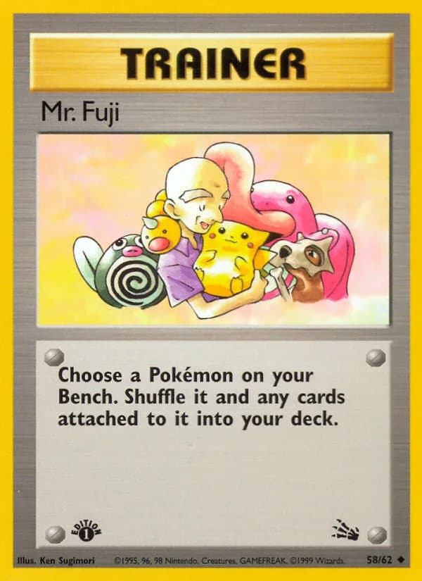 1st Edition Mr. Fuji card front, Fossil 58/62