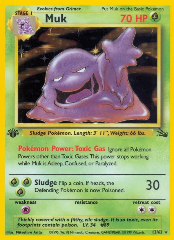 1st Edition Muk card front, Fossil 13/62