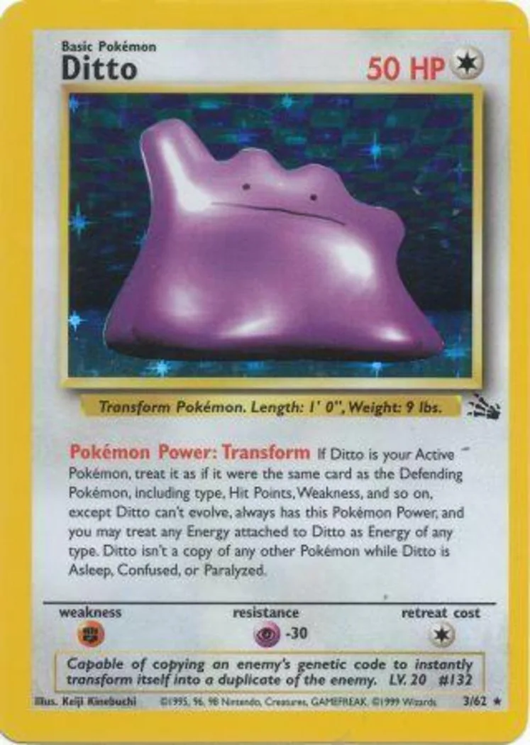 Unlimited Ditto card front, Fossil 3/62