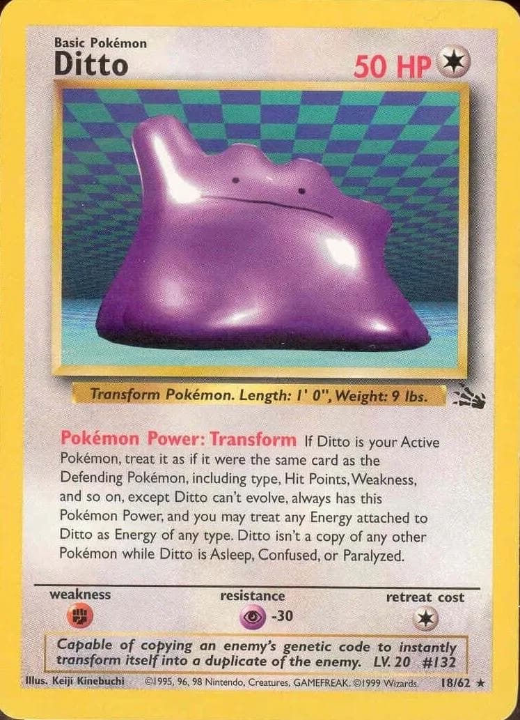 Unlimited Ditto card front, Fossil 18/62