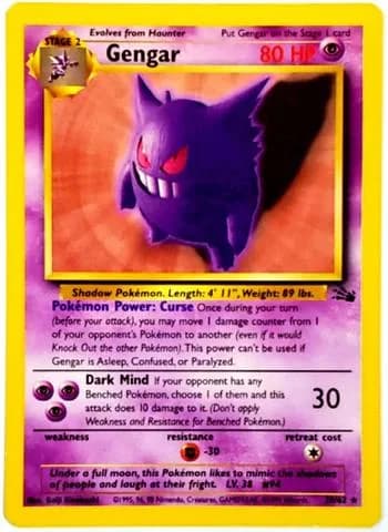 Unlimited Gengar card front, Fossil 20/62