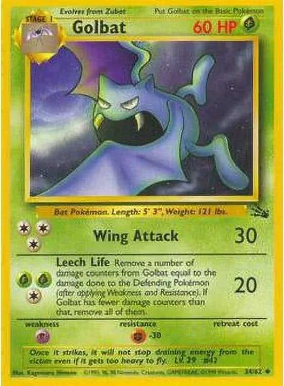 Unlimited Golbat card front, Fossil 34/62