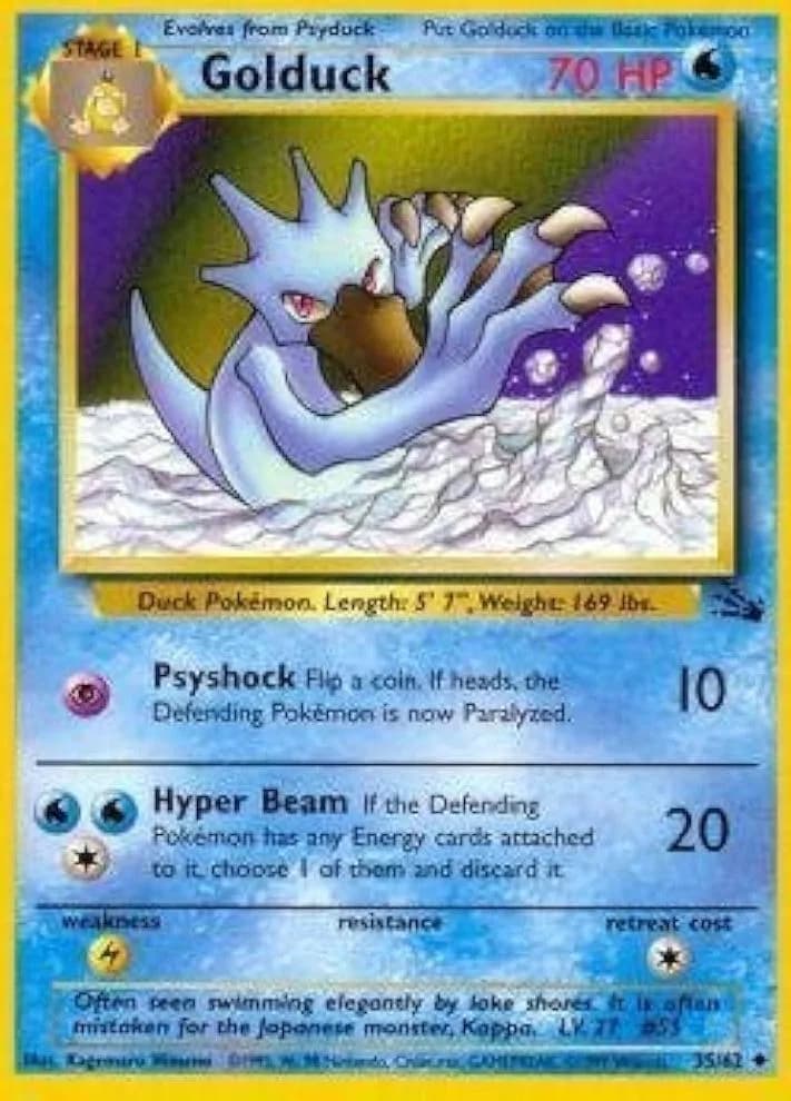 Unlimited Golduck card front, Fossil 35/62
