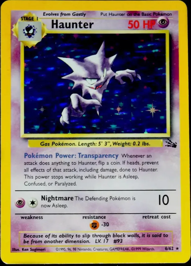 Unlimited Haunter card front, Fossil 6/62
