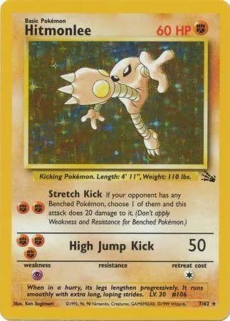 Unlimited Hitmonlee card front, Fossil 7/62