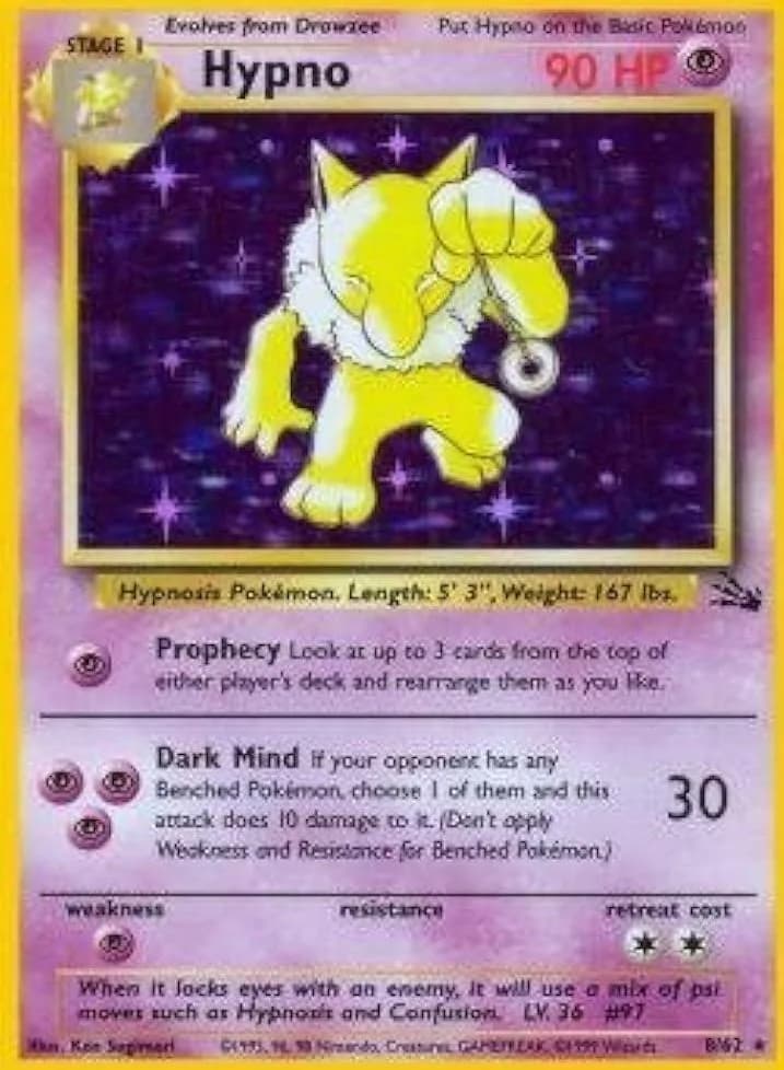 Unlimited Hypno card front, Fossil 8/62
