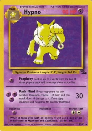 Unlimited Hypno card front, Fossil 23/62