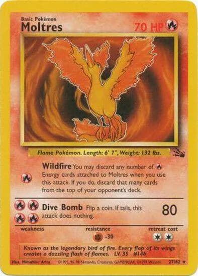 Unlimited Moltres card front, Fossil 27/62