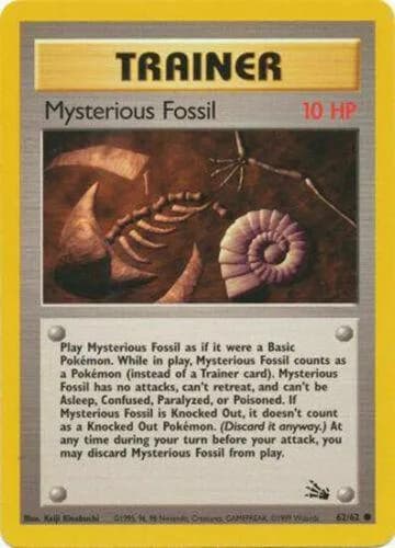 Unlimited Mysterious Fossil card front, Fossil 62/62