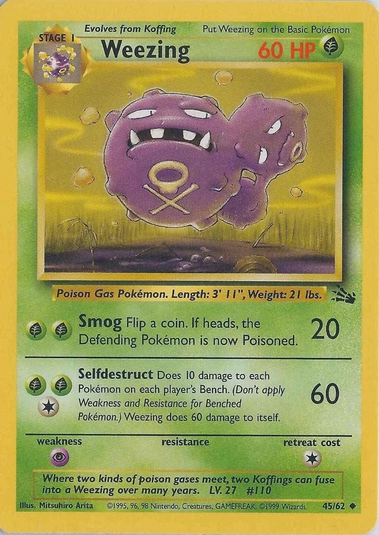 Unlimited Weezing card front, Fossil 45/62