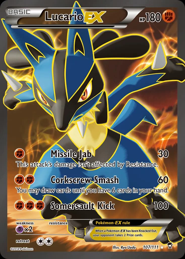 Lucario-EX card front, Furious Fists 107/111