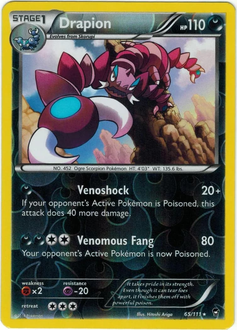 Drapion reverse holo card front, Furious Fists 65/111