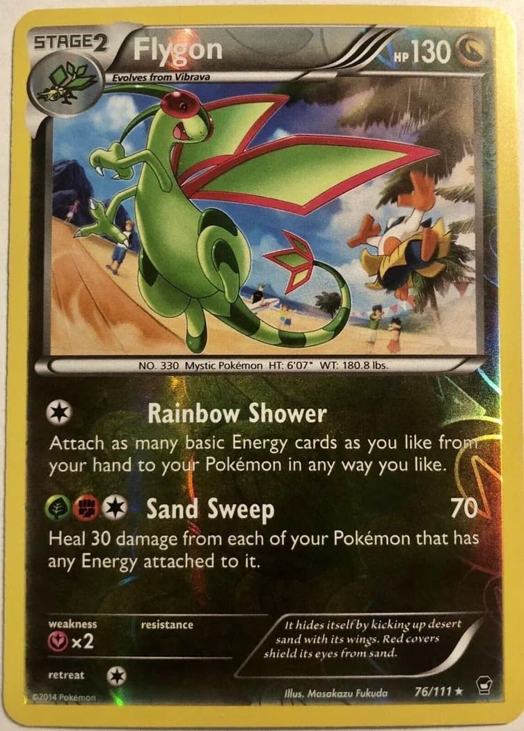 Flygon reverse holo card front, Furious Fists 76/111