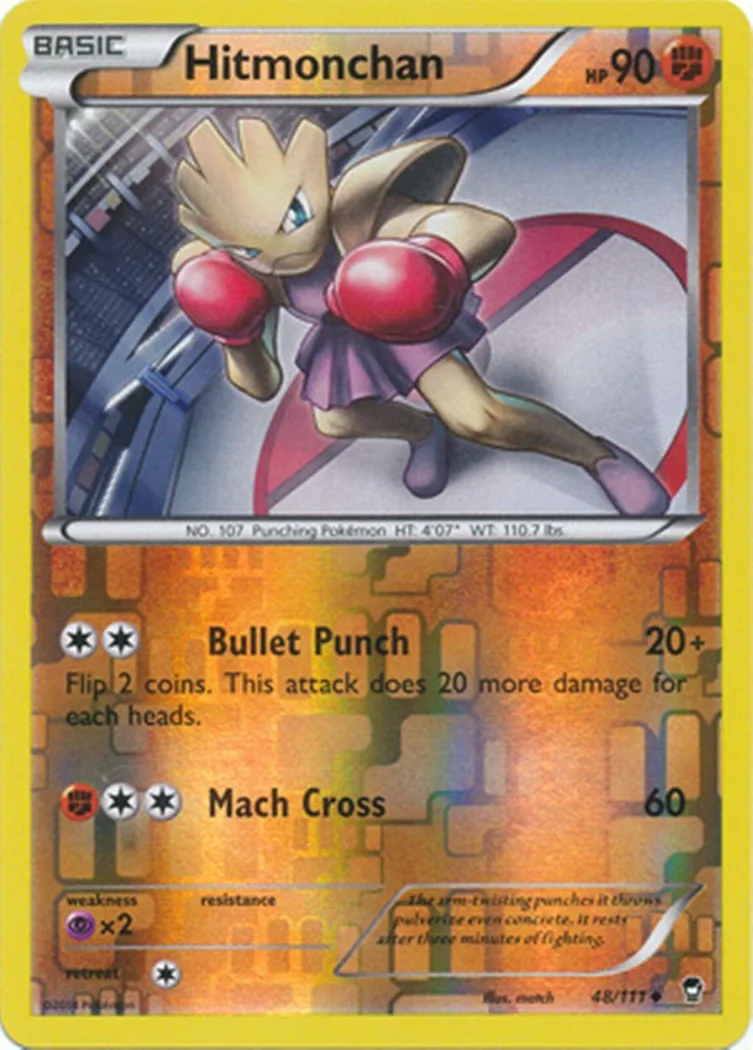 Hitmonchan reverse holo card front, Furious Fists 48/111