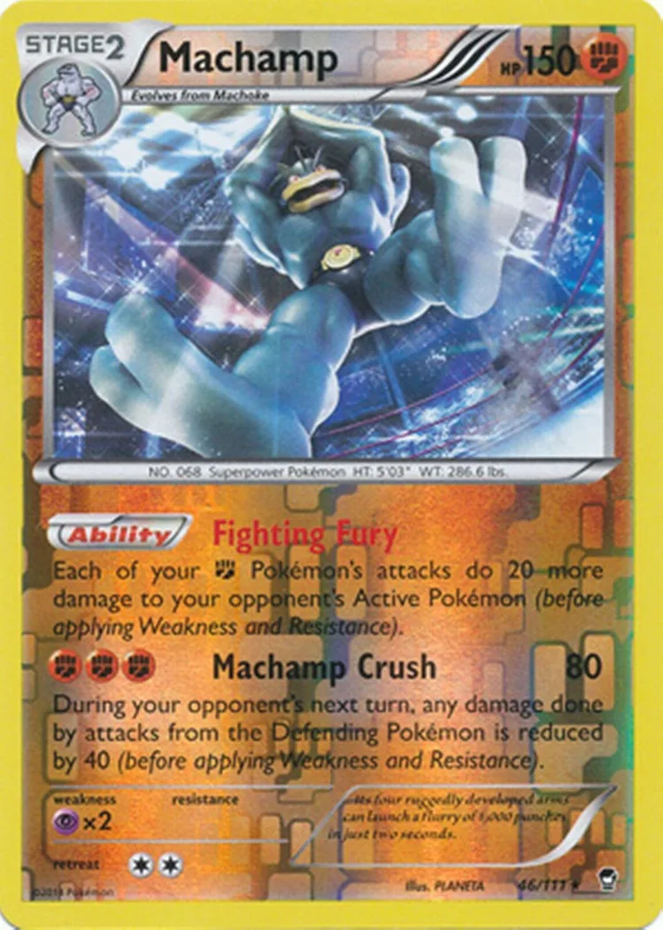 Machamp reverse holo card front, Furious Fists 46/111
