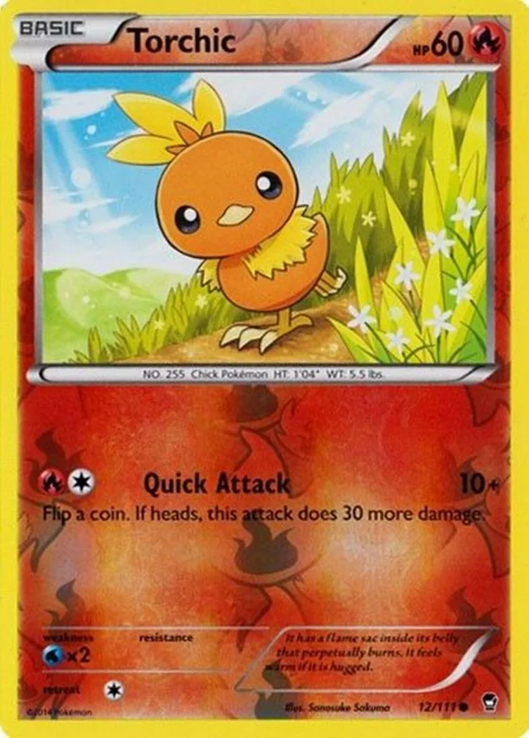 Torchic reverse holo card front, Furious Fists 12/111