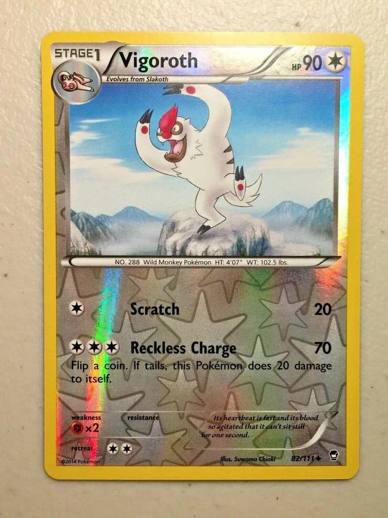 Vigoroth reverse holo card front, Furious Fists 82/111