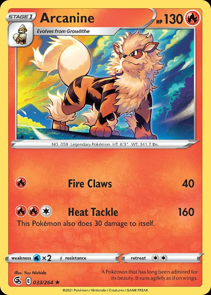 Arcanine card front, Fusion Strike 33/264