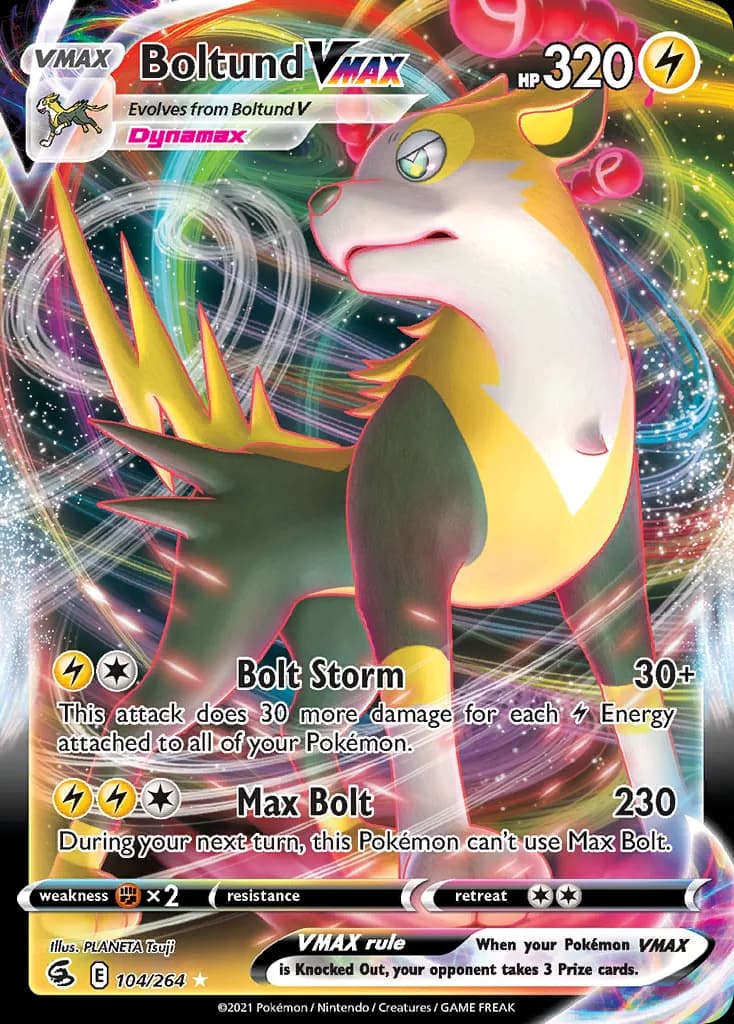 Fusion Strike Boltund VMAX card front, 104/264