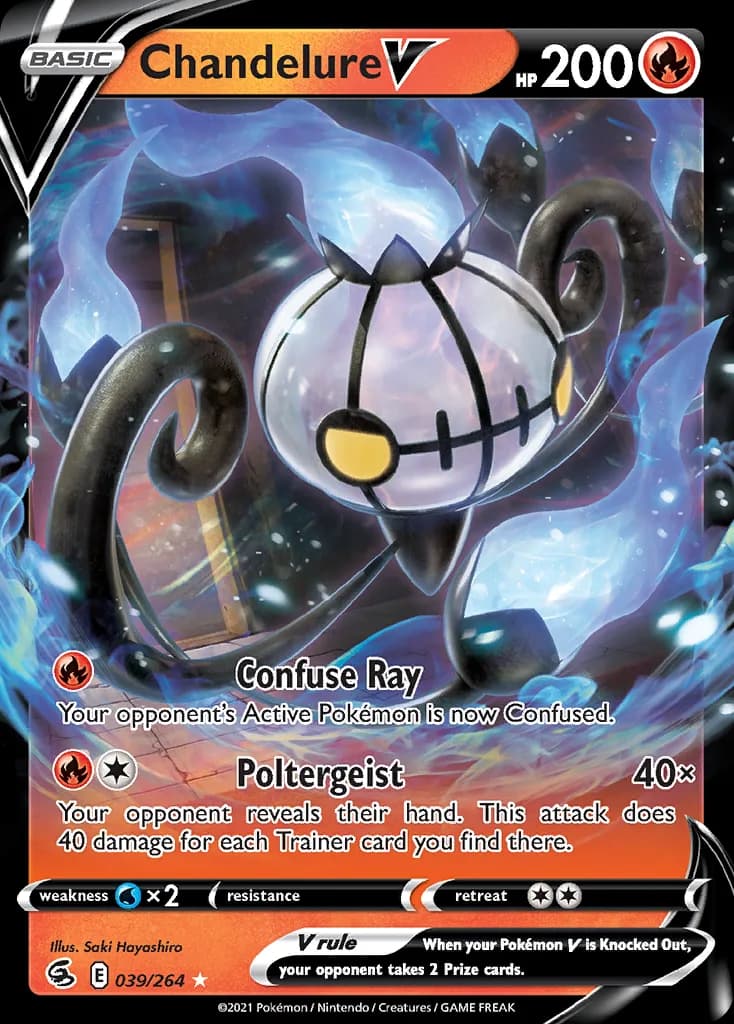 Chandelure V card front, Fusion Strike 39/264