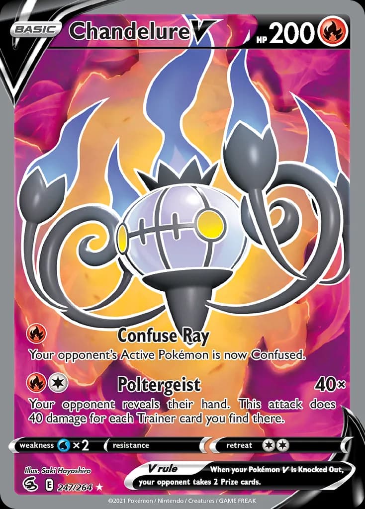 Chandelure V card front, Fusion Strike 247/264