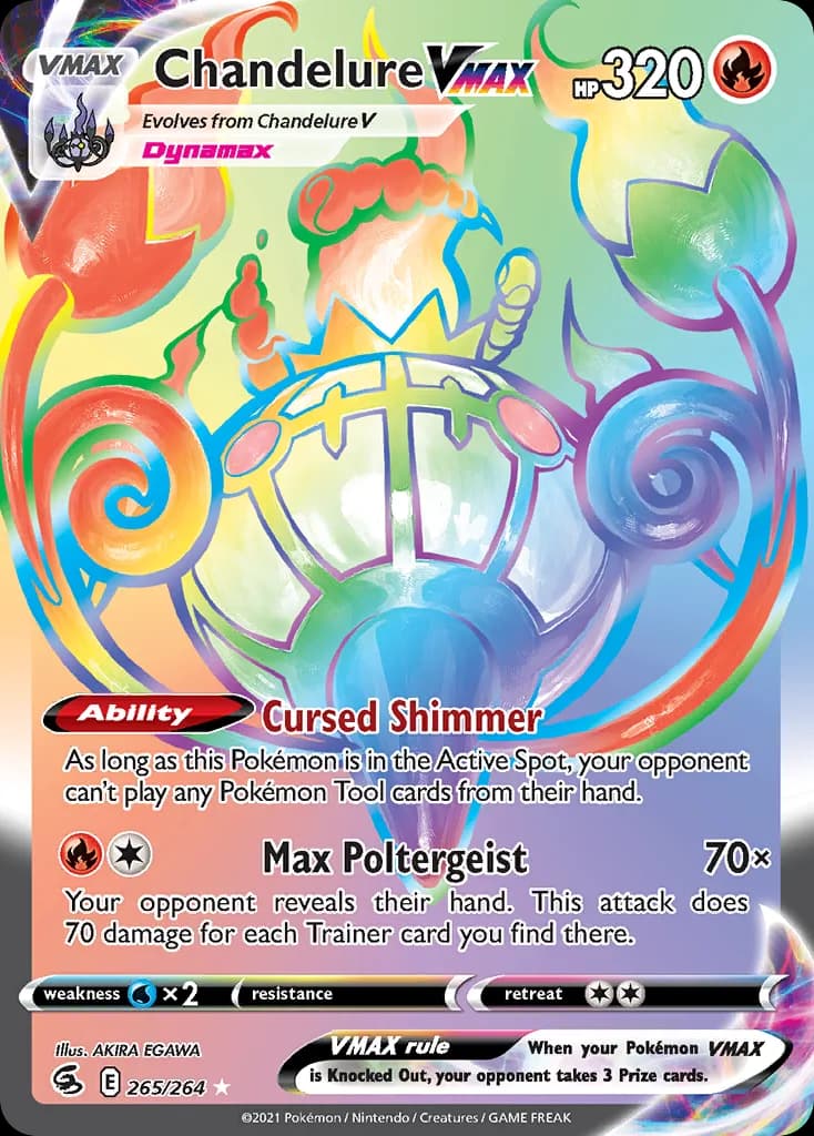 Chandelure VMAX card front, Fusion Strike 265/264