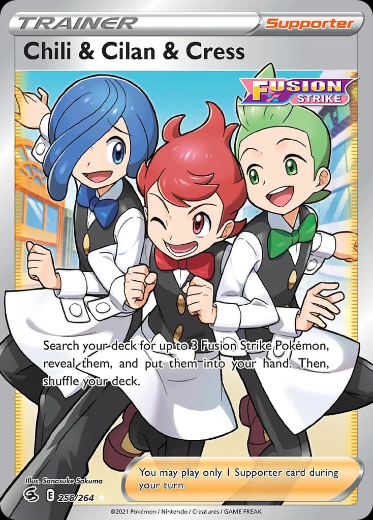 Fusion Strike Chili & Cilan & Cress card front, 258/264