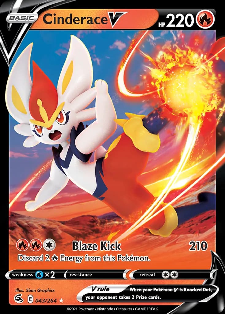 Fusion Strike Cinderace V card front, 43/264
