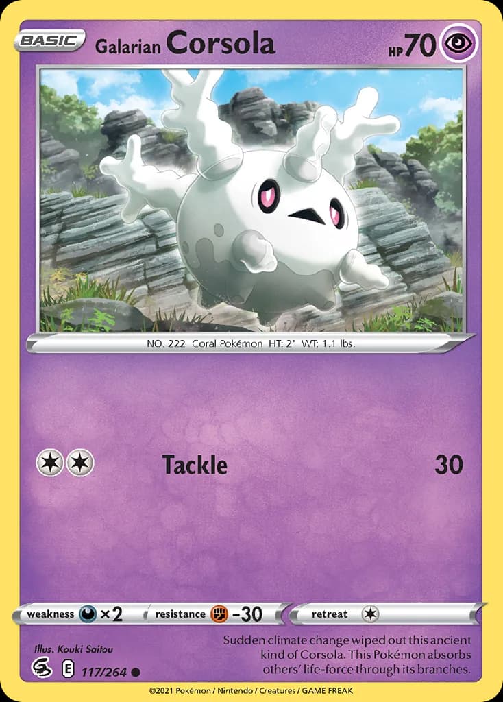 Fusion Strike Galarian Corsola card front, 117/264