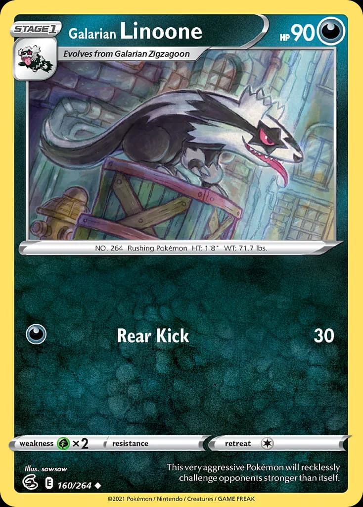 Fusion Strike Galarian Linoone card front, 160/264